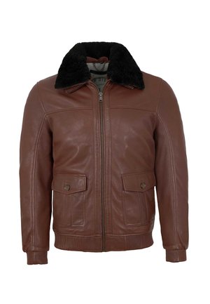 Leather jacket - dunkel cognac