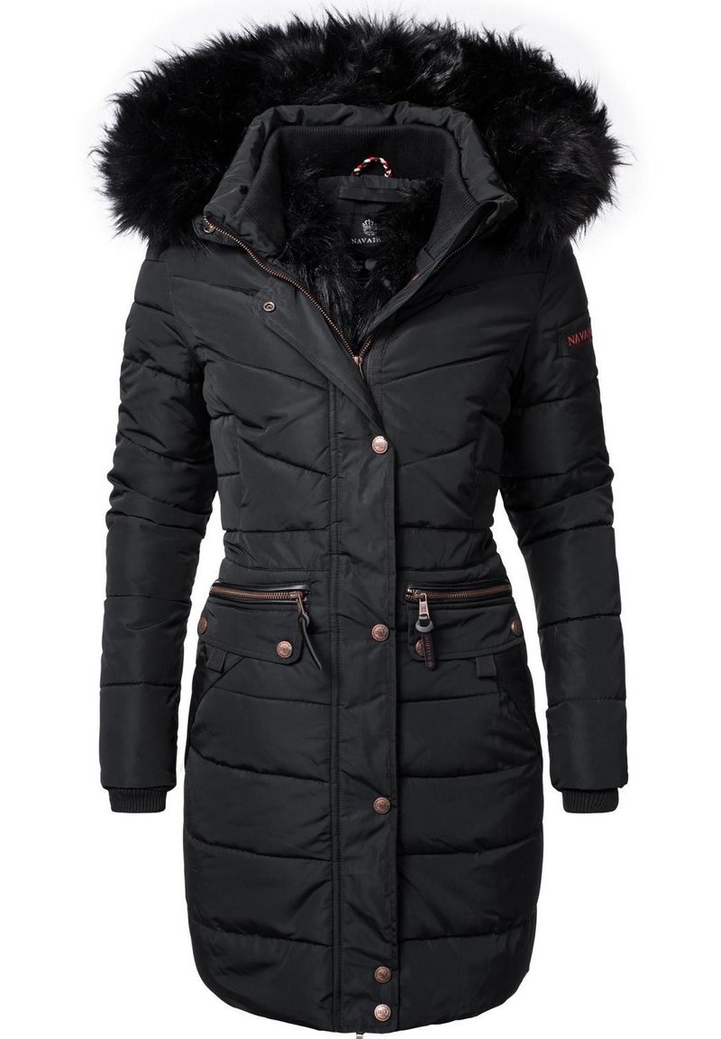 Navahoo Paula - Winter coat - schwarz mit schwarzem fell