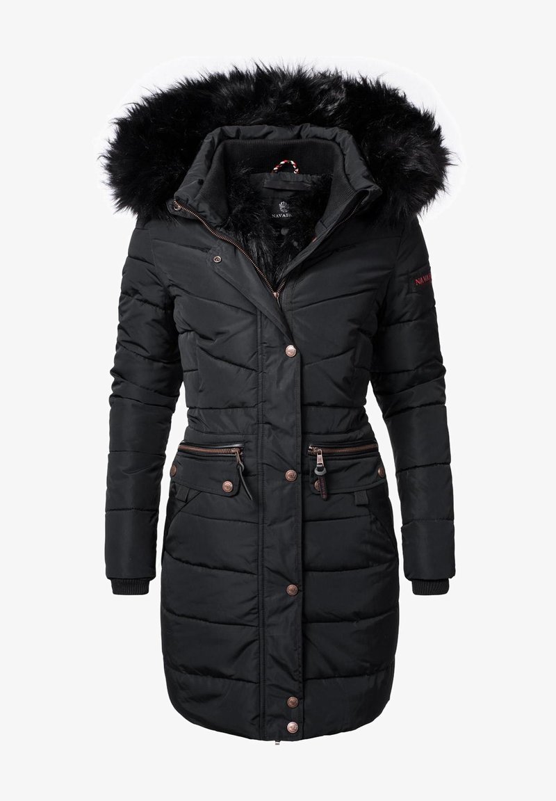 Navahoo Paula - Winter coat - schwarz mit schwarzem fell