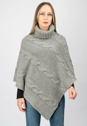 Dalle Piane Cashmere BRAIDED PONCHO - Ponczo - grigio