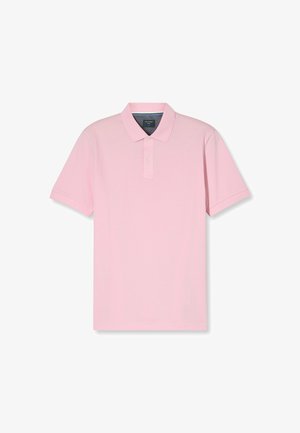 Polo shirt in zachte roze, met een klassieke kraag, korte mouwen en een drieknoopsluiting. Gemaakt van een gladde katoenstof.