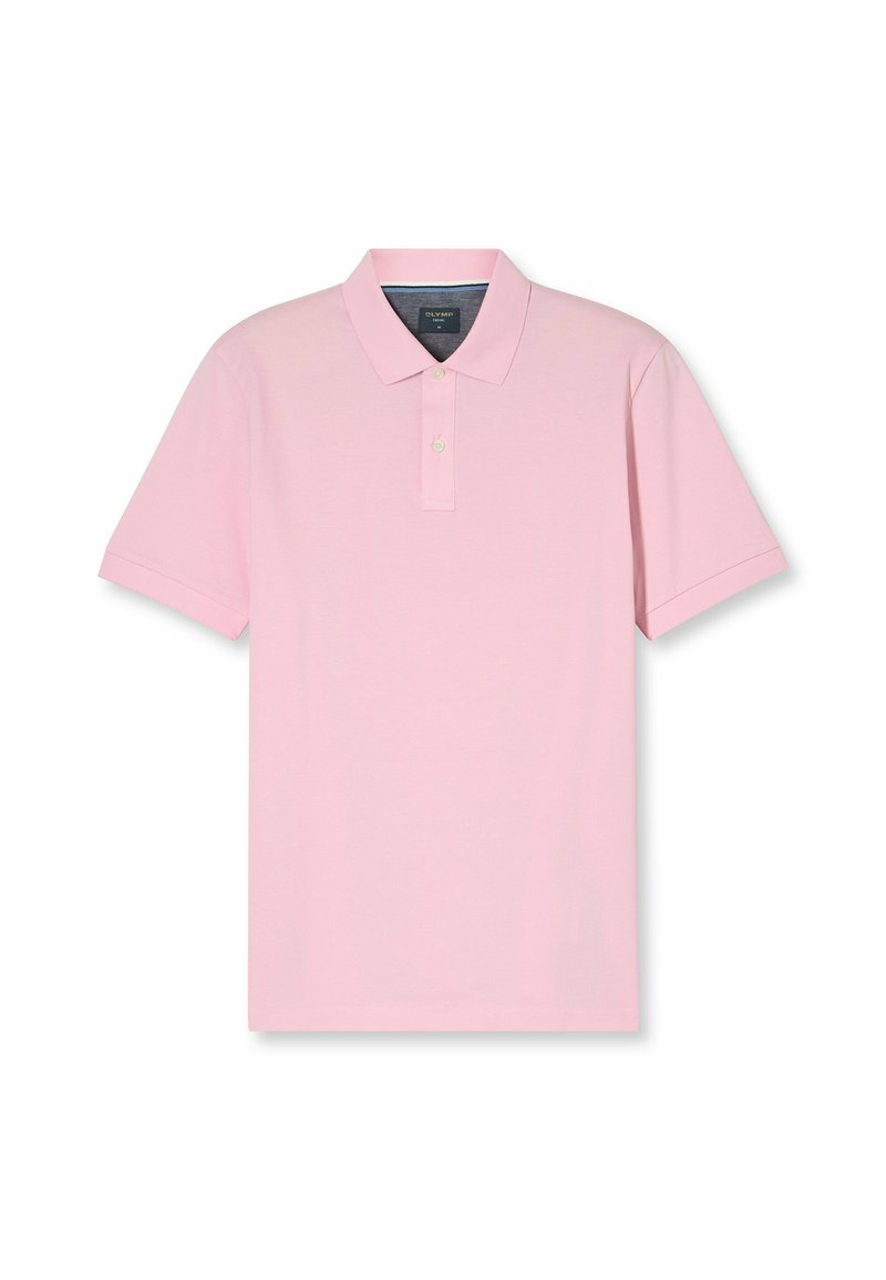 Polo shirt in zachte roze, met een klassieke kraag, korte mouwen en een drieknoopsluiting. Gemaakt van een gladde katoenstof.