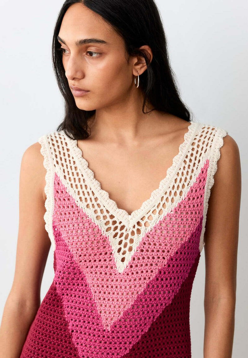 mango pink crochet dress Crochet long dress - Women