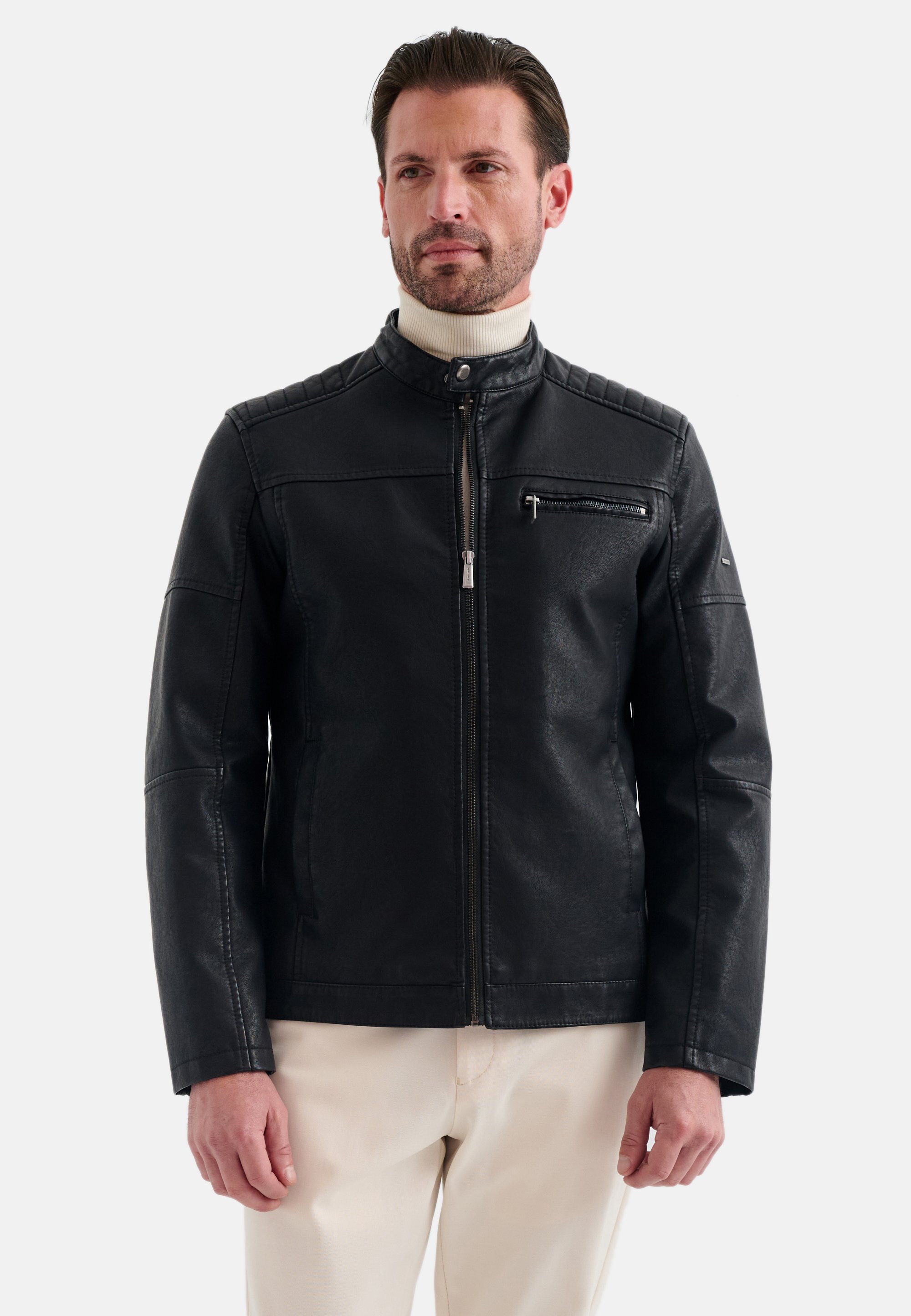Pierre Cardin Kunstlederjacke - black schwarz/schwarz - Zalando