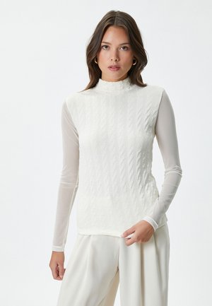 SLIM FIT NECK DETAIL LONG SLEEVE - Jersey de punto - white