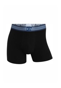 Sorte boksershorts til mænd med blå elastisk linning med "CR7" og "Cristiano Ronaldo" branding.