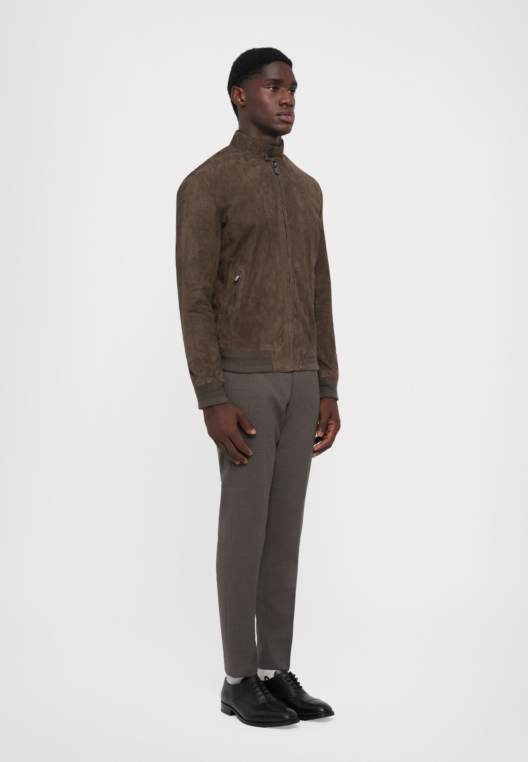 Pal Zileri Leather jacket - brown/green - Zalando
