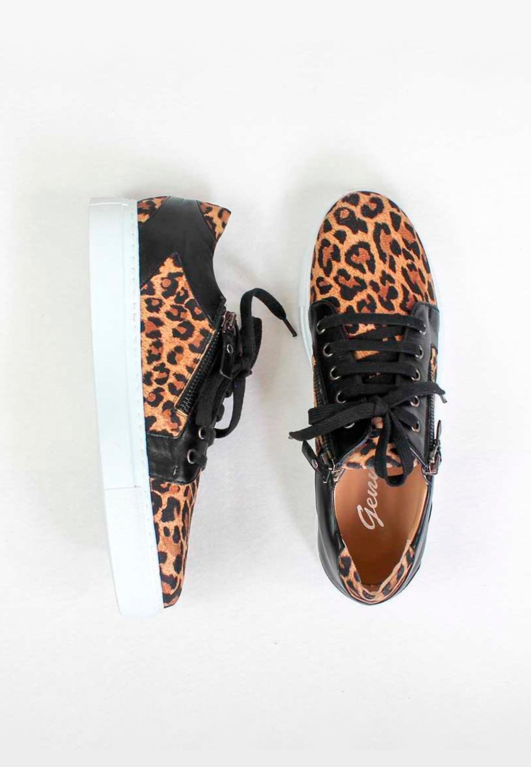 GENNIA Zapatillas - ante leopardo y napa negra/marrón - Zalando.es