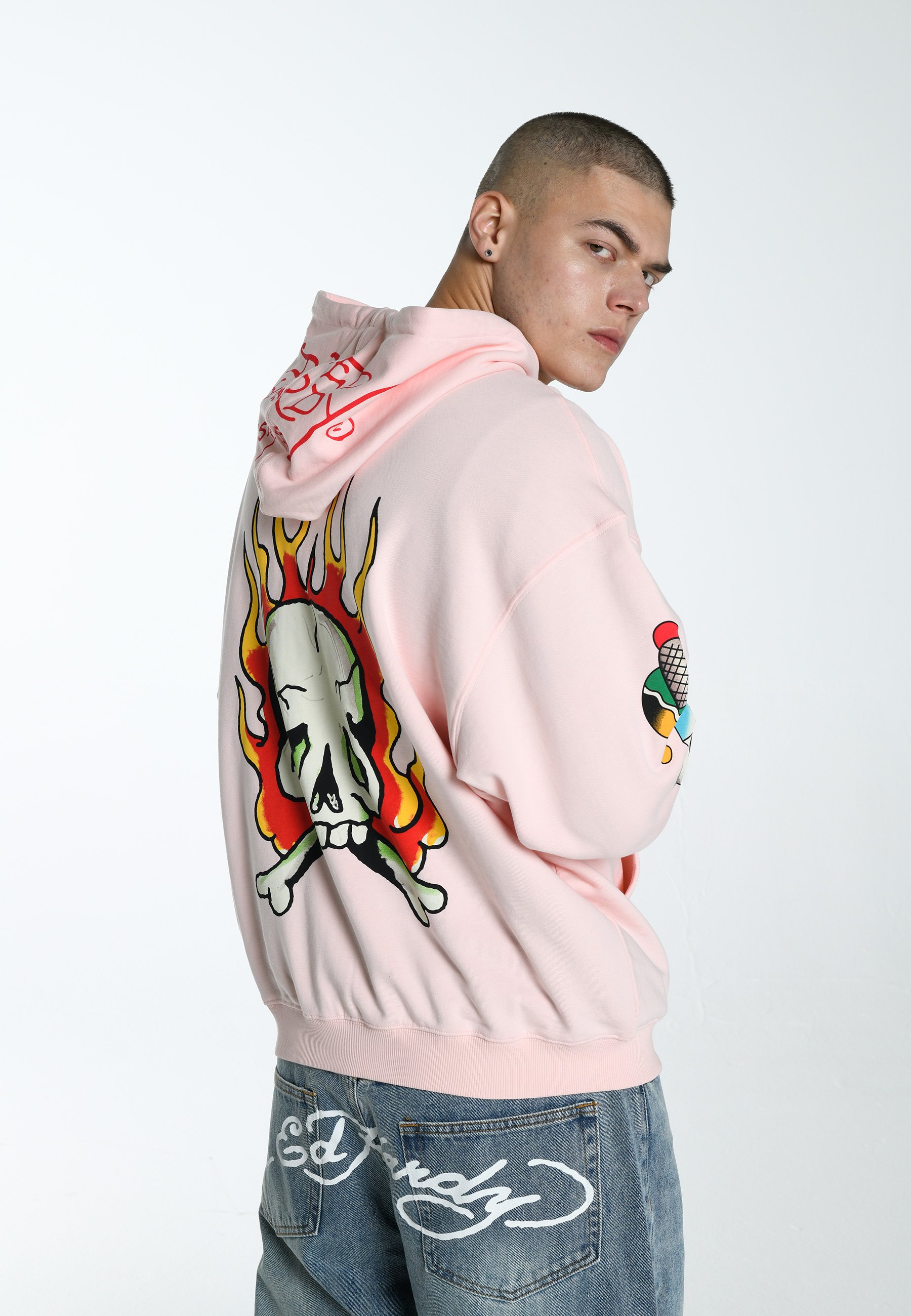 Ed Hardy BURNING SKULL - Sudadera con cremallera - veiled rose