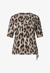 T-SHIRT WITH ROUND NECK AND DRAWSTRING - T-shirt imprimé - timeless beige