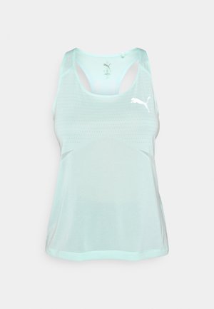 Light mint green athletic tank top with a mesh texture, racerback design, and Puma logo in white on the front.