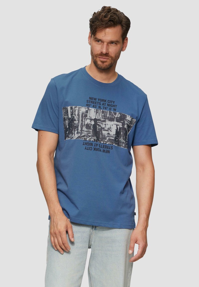 QS MIT FRONTPRINT - T-shirt imprimé - hellblau