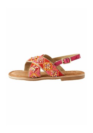 CROSS STRAP - Sandales - red orange beaded