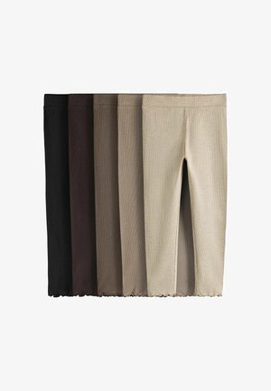 THE SET, 5 PACK RIB JERSEY LEGGINGS - Leggings - black chocolate brown brown oatmeal marl