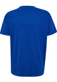 Kungablå bomullströja med rund halsringning, korta ärmar och rak nederkant. Tyget ser slätt och ventilerande ut.