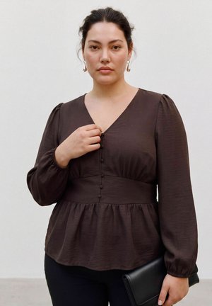 Vero Moda Curve, TOP VMMELANEY TOP - Blouse - chocolate torte