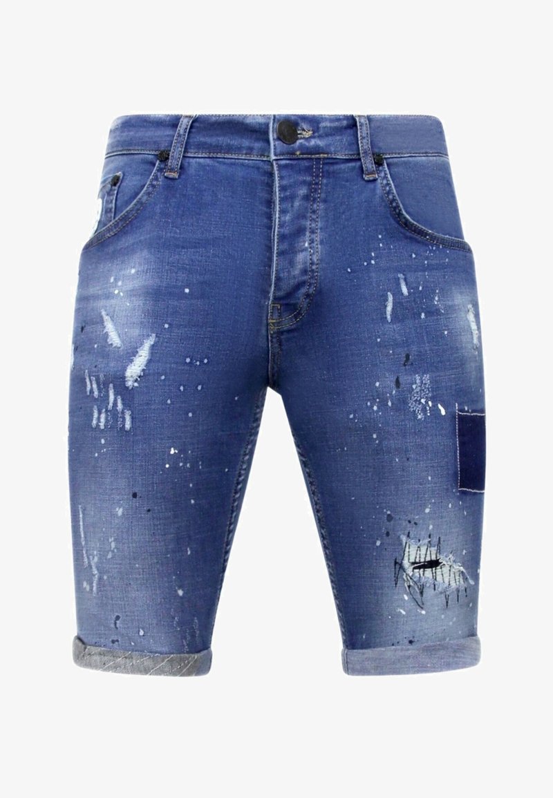 Local Fanatic BROEK VERFSPATTEN - Jeansshort - blauw