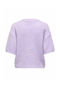 Maglione lilla lavorato a maglia con maniche corte e larghe, dal fit morbido. Texture soffice e scollatura rotonda; design senza ornamenti.