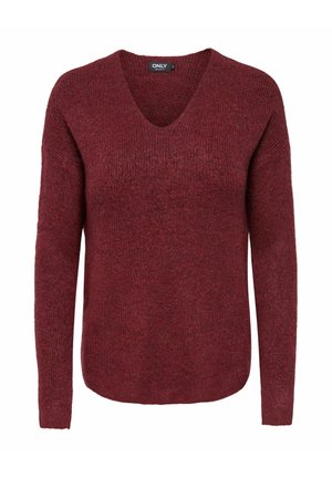ONLCAMILLA V-NECK L/S NOOS  - Strickpullover - oxblood red
