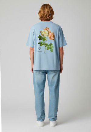 ROSES BACK HEAVYWEIGHT - Tričko s potlačou - washed blue