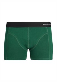 Groene katoenen stretch boxer briefs met een zwarte tailleband. Kenmerkt zich door een dubbele pouch en gestikte details over de benen.