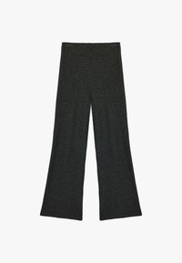 Grå, vide bukser lavet af strikket stof. Har høj talje og en blød struktur, med et enkelt design og uden synlige lukninger.