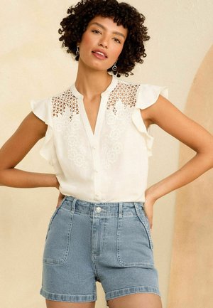 HIGH WAIST REGULAR FIT - Shorts vaqueros - light wash blue