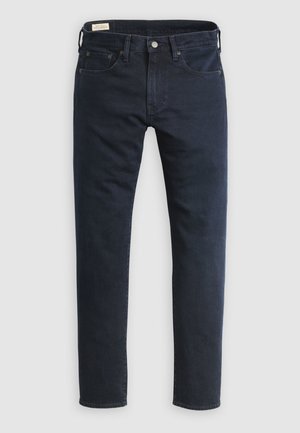 Mørkeblå denimjeans med straight-leg snit, fem-lomme design, frontknaplukning og minimalistiske syningsdetaljer.