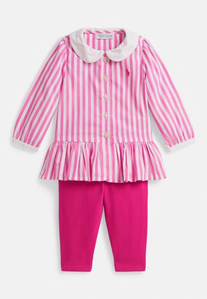 STRIPED POPLIN TOP & JERSEY LEGGING SET - Cămașă - desert pink/white