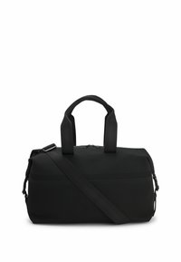 Sacs de sport noir en tissu texturé, dotés de deux poignées, d'une bandoulière réglable et d'une fermeture zippée sur le dessus.