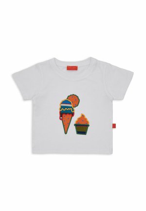 CREW NECK WITH ICE CREAM EMBROIDERY - T-shirt con stampa - bianco