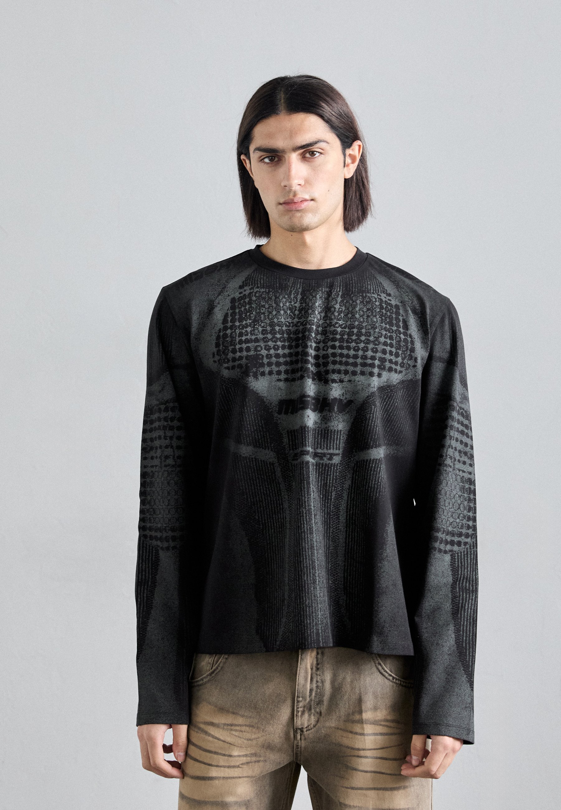 人気 ☆ 032C ☆ TEAM LAYERED LONGSLEEVE FADED BLACK 032c GAME LAYERED LONGSLEEVE - Long sleeved top - washed