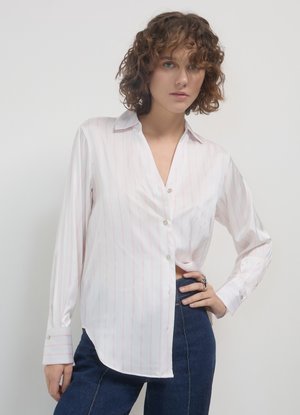 Button-down blouse - var rosa medio