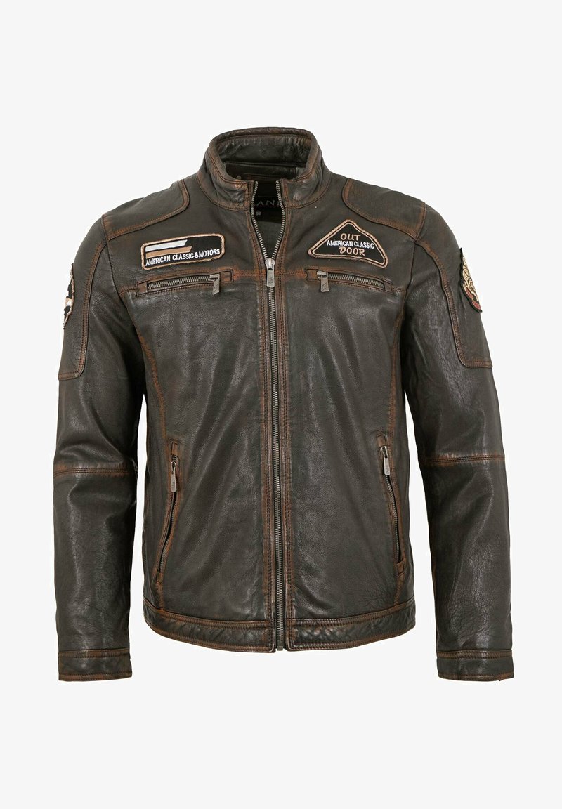 Lederjacken24 CALE-3 - Lederjacke - dunkelbraun
