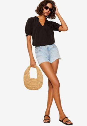 Friends Like These SHORT SLEEVE TIE NECK - REGULAR FIT - Pusero - black