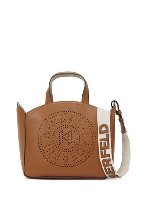 CIRCLE TOTE PERFORATED - Handbag - dark tan