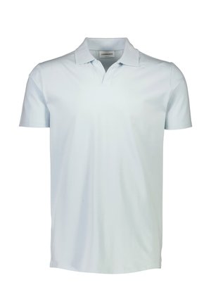 Lyseblå polo t-shirt lavet af bomuld, med en klassisk krave, korte ærmer og en lige kant, samt et lille logo på halsen.