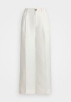 Pleated Linen Blend Twill Trouser - Kelnės - white