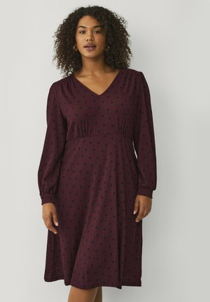 Day dress - burgunderrot mit schwarzem punkt