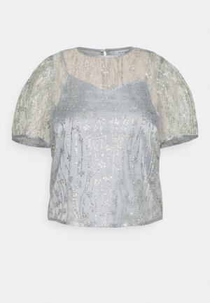 VILA VISIGNE FLOWER SEQUINCE TOP - Felső - gray violet detail:silver flower