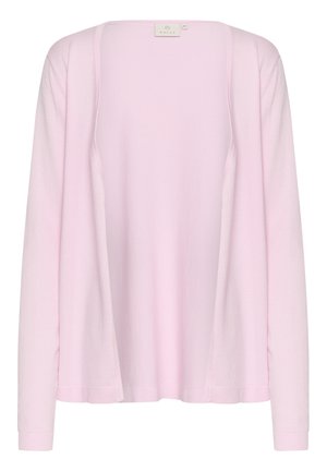 Hele roosa kardigan, pikad varrukad, avatud esiosa ja ribaga mansetid. Valmistatud pehmest materjalist, omab vabalt langevat lõiget ja minimaalset disaini.