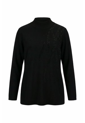 Ulla Popken, TONAL RHINESTONE LONG SLEEVE TURTLENECK SWEATER - Striktrøje - black