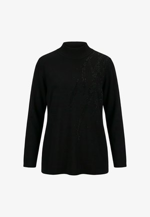 Ulla Popken, TONAL RHINESTONE LONG SLEEVE TURTLENECK SWEATER - Striktrøje - black