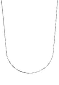 Collana in argento con un design sottile e flessibile, dotata di una superficie liscia e lucida e collegamenti intrecciati. Adatta per essere indossata a strati.