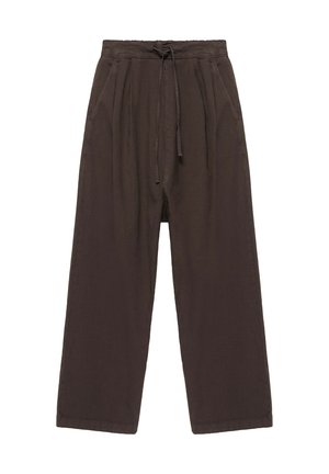PULL&BEAR, MID-WAIST DRAWSTRING - SAROUEL TROUSERS - Pantalon classique - brown