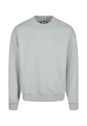 Hellgrauer Sweatshirt aus einem Baumwoll-Mix. Mit Rundhalsausschnitt, langen Ärmeln sowie gerippten Bündchen und Saum.
