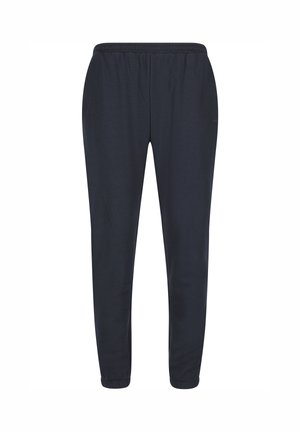 Marineblaue, leichte Jogginghosen mit elastischem Taillenbund und gerippten Bündchen. Sie haben eine glatte Textur und keine sichtbaren Muster oder Akzente.