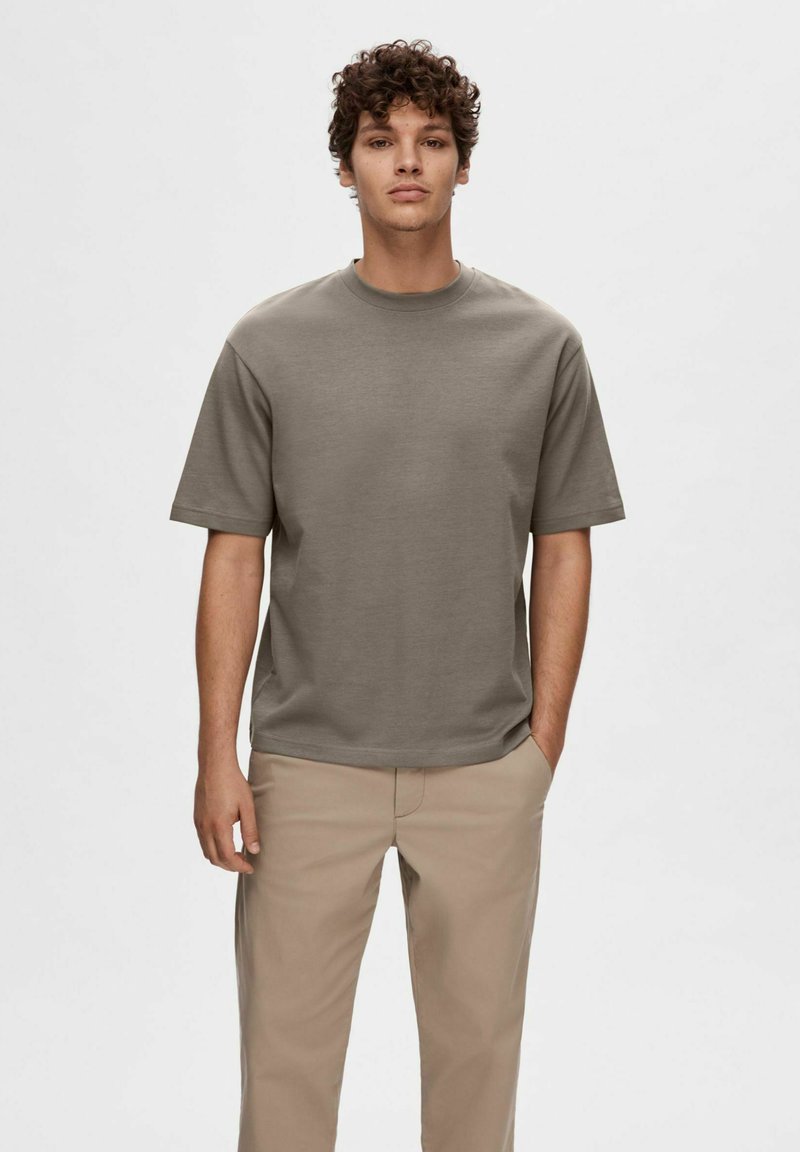 Selected Homme - SLH LOOSE OSCAR O NECK TEE - T-shirt basique - morel, Agrandir