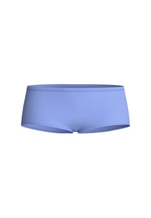 Hellblaue Boyshort-Unterwäsche aus einem glatten, dehnbaren Stoff mit nahtlosem Design und ohne sichtbare Marken oder Muster.
