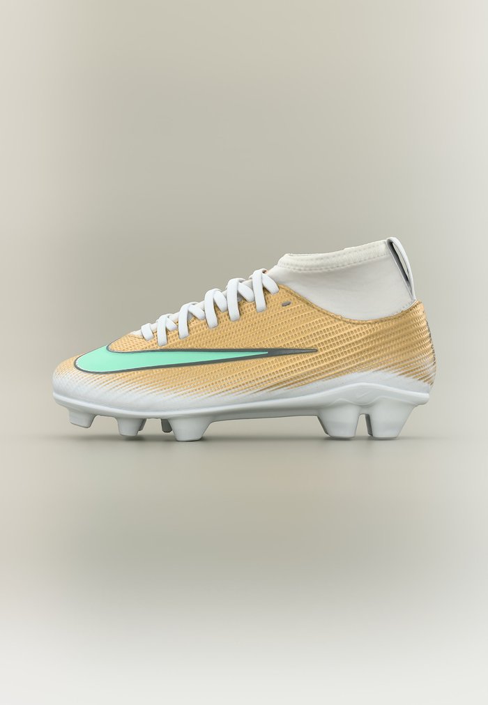 Nike JR MERCURIAL SUPERFLY 11 CLUB FG/MG KYLIAN MBAPPE UNISEX - Football boots artificial grass - metallic gold-coloured/clear jade
